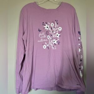 Life Is Good, Crusher Lavender Floral 'Fall Into Autumn' Long Sleeve Tee